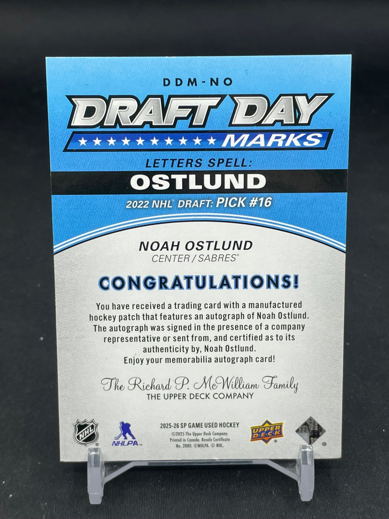 2025 UPPER DECK SP GAME USED - DRAFT DAY MARKS - N. OSTLUND - #DDM-NO - #'D/35 - RELIC - AUTOGRAPH