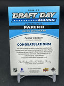 2025 UPPER DECK SP GAME USED - DRAFT DAY MARKS - Z. PAREKH - #DDM-ZP - #'D/35 - RELIC - AUTOGRAPH