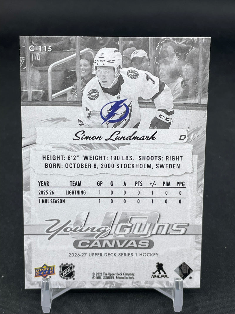 2026 UPPER DECK SERIES ONE - B/W - UD CANVAS - YOUNG GUNS - S. LUNDMARK -
