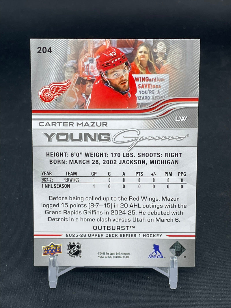 2025 UPPER DECK SERIES ONE - OUTBURST - YOUNG GUNS - C. MAZUR -