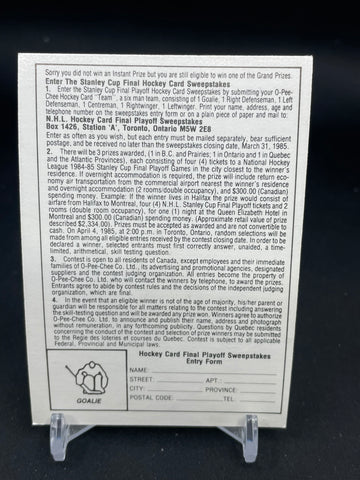 1984 O-PEE-CHEE - HOCKEY CARD FINAL PLAYOFF SWEEPSTAKES ENTRY FORM CARD