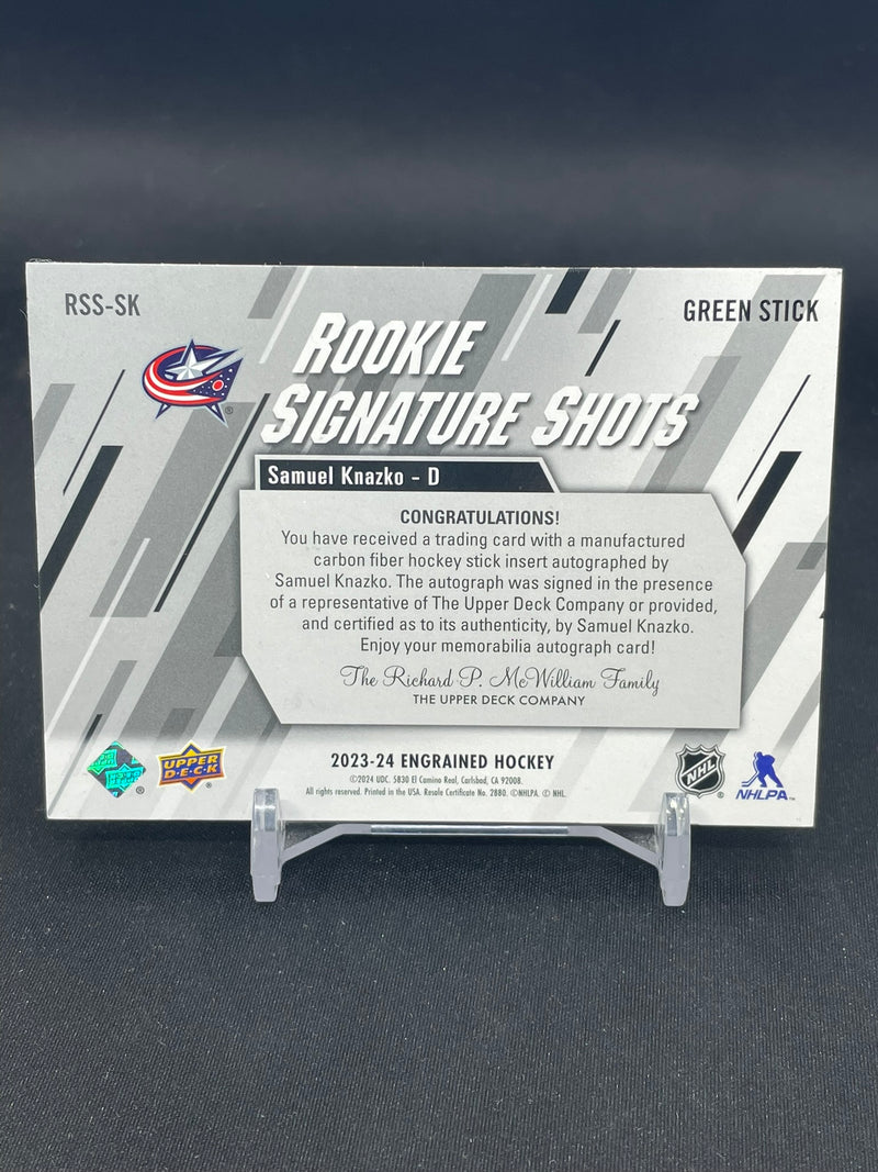 2023 UPPER DECK ENGRAINED - ROOKIE SIGNATURE SHOTS GREEN STICK - S. KNAZKO - #RSS-SK - #'D/75 - AUTOGRAPH RELIC - RC