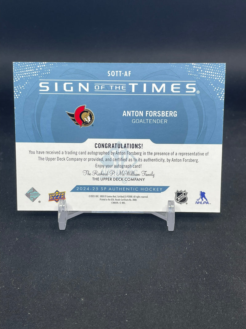 2024 UPPER DECK SP AUTHENTIC - SIGN OF THE TIMES - A. FORSBERG -