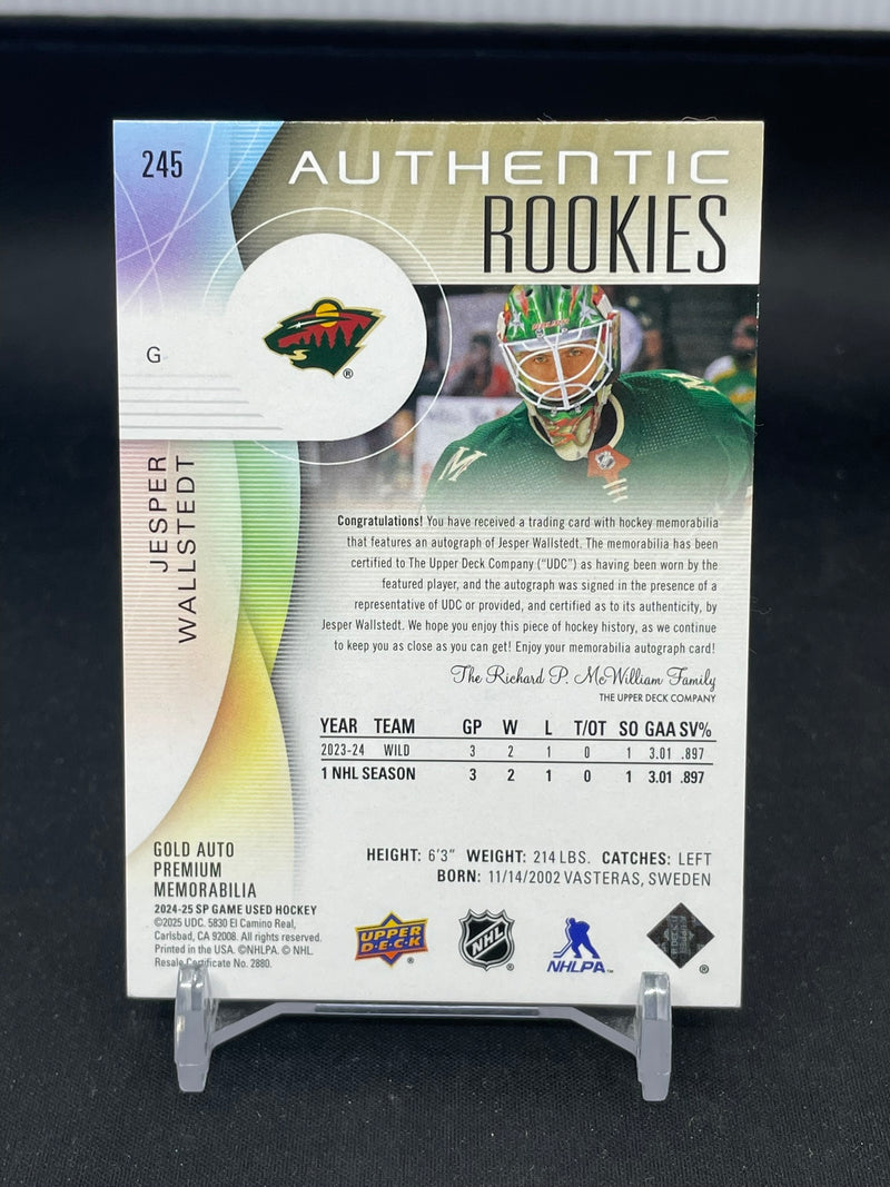 2024 UPPER DECL SP GAME USED - AUTHENTIC ROOKIES - J. WALLSTEDT - #245 - #'D/35 - RELIC - AUTOGRAPH - RC