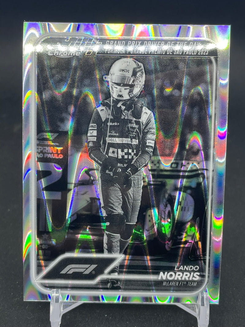 2024 TOPPS CHROME F1 - BLACK/WHITE RAYWAVE REFRACTOR - L. NORRIS -