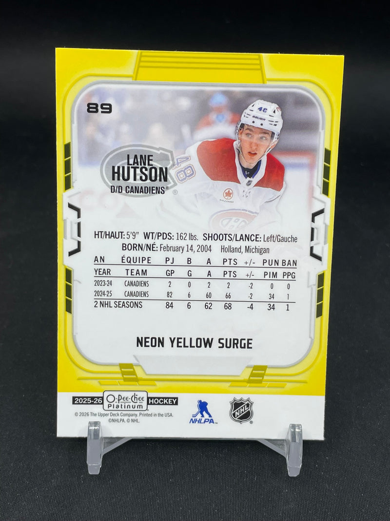 2025 UPPER DECK O-PEE-CHEE PLATINUM - NEON YELLOW SURGE - L. HUTSON -