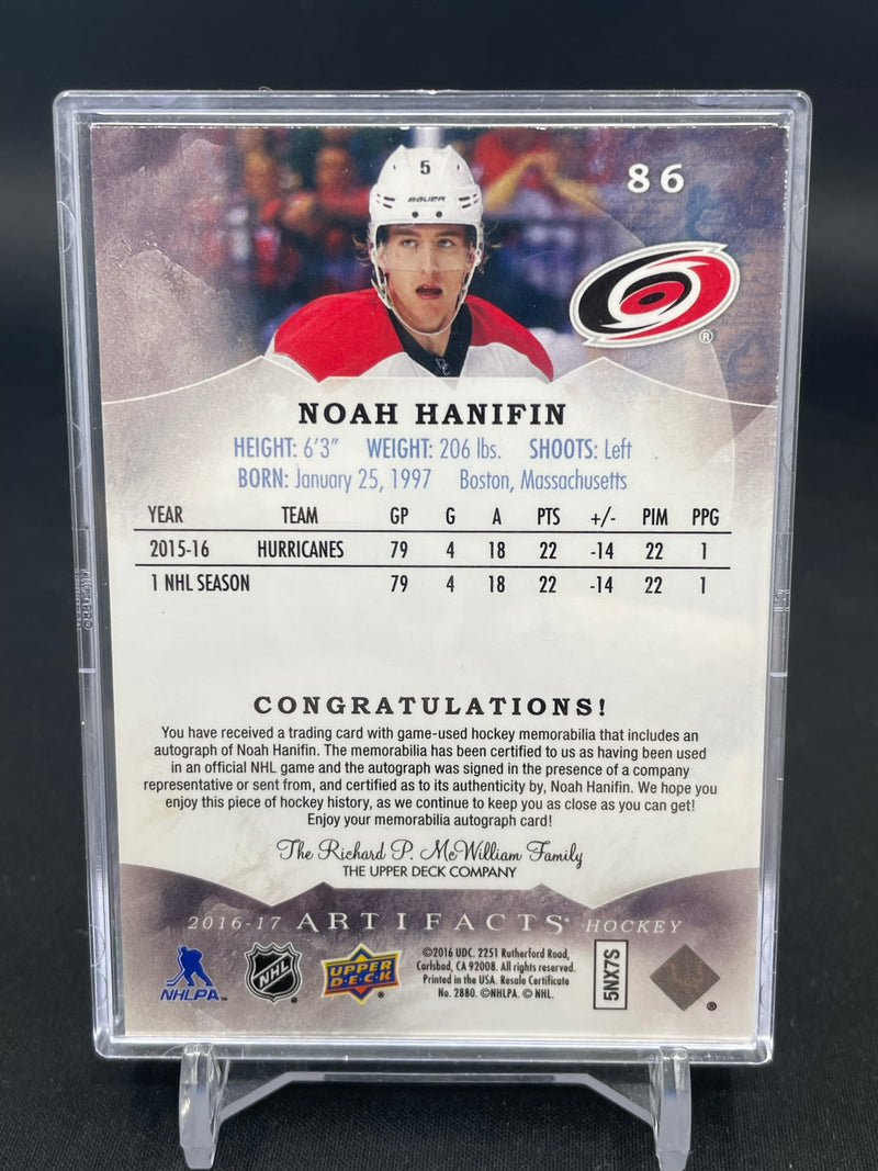 2016 UPPER DECK ARTIFACTS - GOLD SPECTRUM - N. HANIFIN - #86 - #'D/5 - DUAL RELIC - AUTOGRAPH