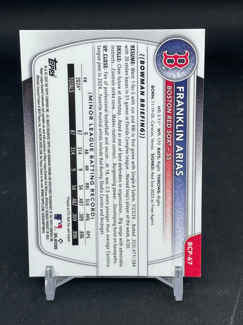 2025 TOPPS BOWMAN CHROME - REPTILLIAN REFRACTOR - 1ST BOWMAN - F. ARIAS -
