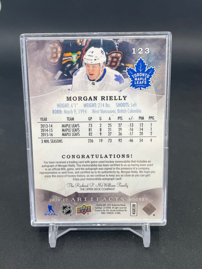 2016 UPPER DECK ARTIFACTS - EMERALD - M. RIELLY - #123 - #'D/8 - DUAL RELIC - AUTOGRAPH