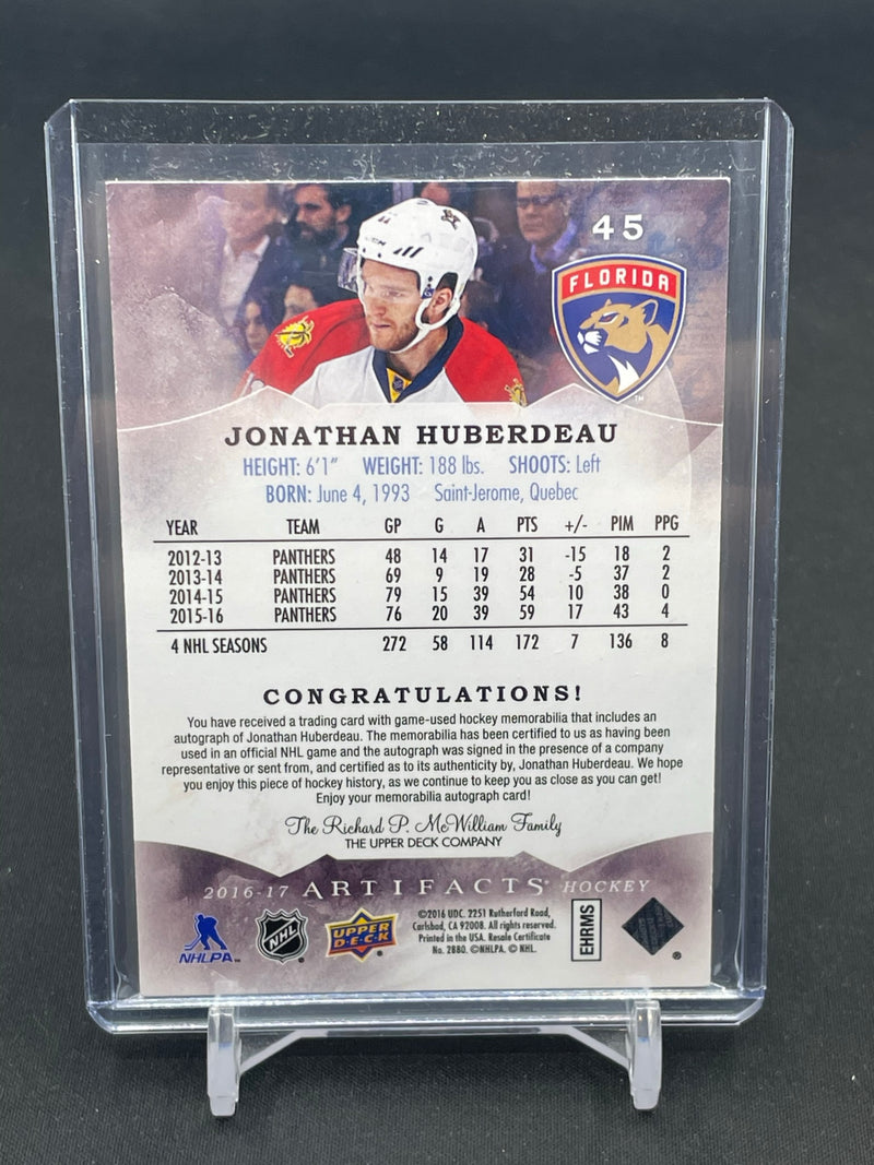 2016 UPPER DECK ARTIFACTS - J. HUBERDEAU - #45 - #'D/49 - DUAL RELIC - AUTOGRAPH