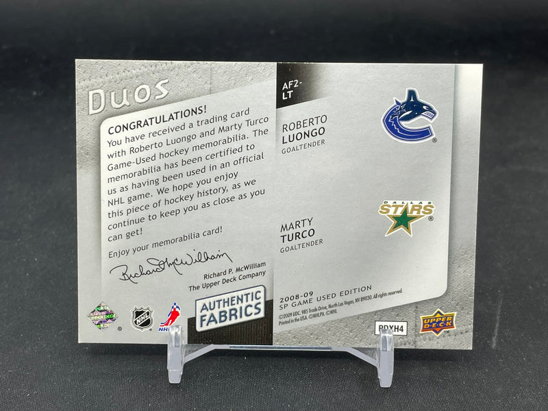 2008 UPPER DECK SP GAME USED - AUTHENTIC FABRICS DUOS - R. LUONGO / M. TURCO - #AF2-LT - #'D/100 - DUAL RELIC