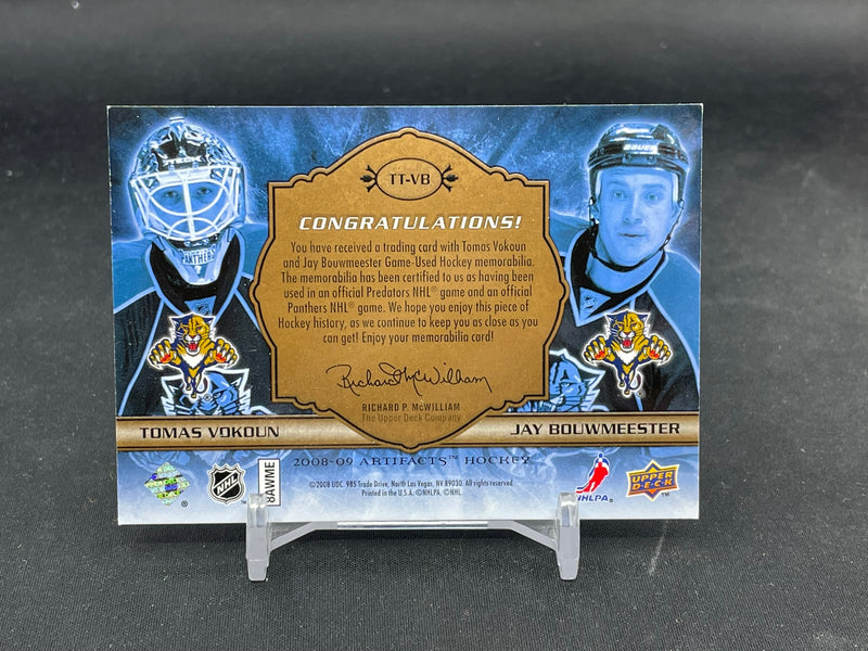 2008 UPPER DECK ARTIFACTS - TUNDRA TANDEMS - T. VOKOUN / J. BOUWMEESTER - #TT-VB - #'D/100 - DUAL RELIC