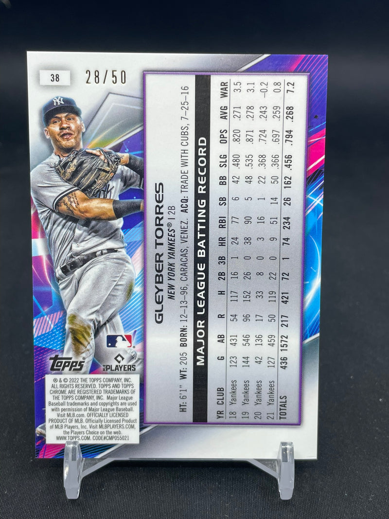 2022 TOPPS CHROME COSMIC - GOLD INTERSTELLAR REFRACTOR - G. TORRES - #38 - #'D/50