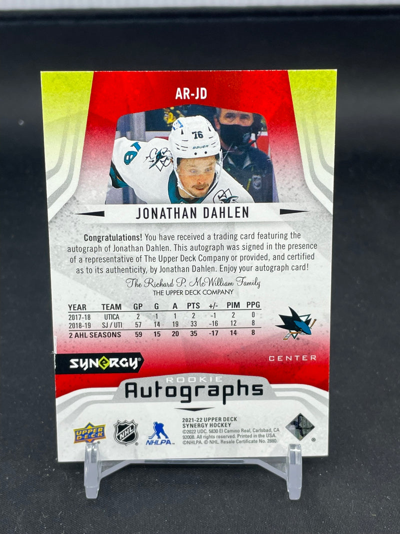 2021 UPPER DECK SYNERGY - ROOKIE AUTOGRAPHS - J. DAHLEN - #AR-JD - #'D/50 - AUTOGRAPH - RC