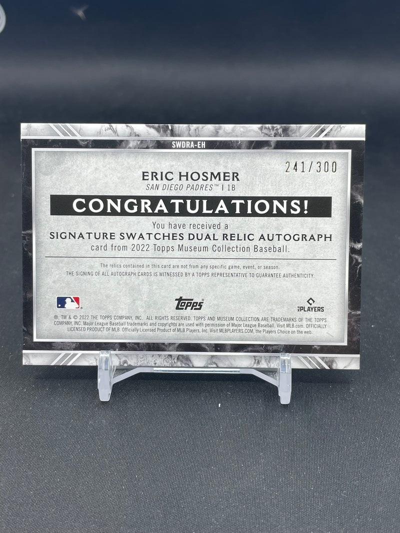 2022 TOPPS MUSEUM COLLECTION - SIGNATURE SWATCHES - E. HOSMER - #SWDRA-EH - #'D/300 - AUTOGRAPH - DUAL RELIC