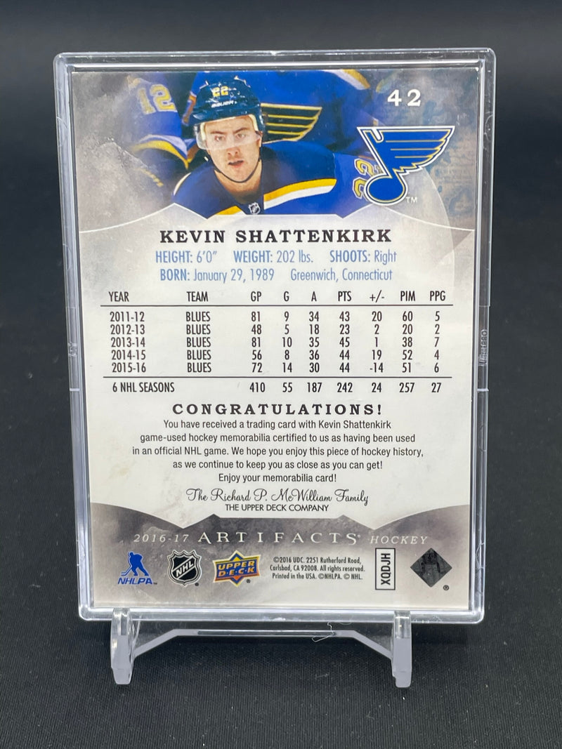 2016 UPPER DECK ARTIFACTS - EMERALD - K. SHATTENKIRK - #42 - #'D/75 - DUAL RELIC