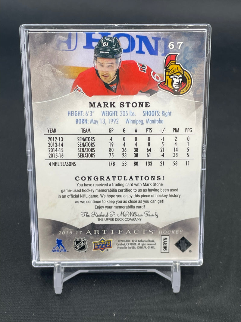 2016 UPPER DECK ARTIFACTS - EMERALD - M. STONE - #67 - #'D/75 - DUAL RELIC