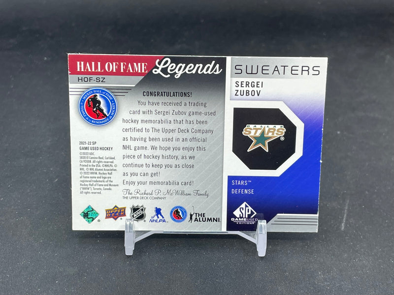 2021 UPPER DECK SP GAME USED - HALL OF FAME LEGENDS SWEATERS - S. ZUBOV -