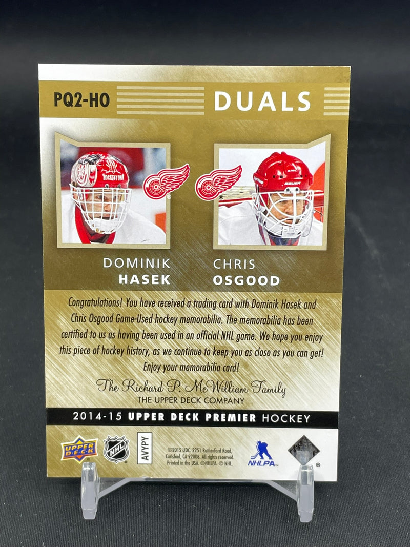 2014 UPPER DECK PREMIER - DUALS - D. HASEK / C. OSGOOD - #PQ2-HO - #'D/75 - DUAL RELIC