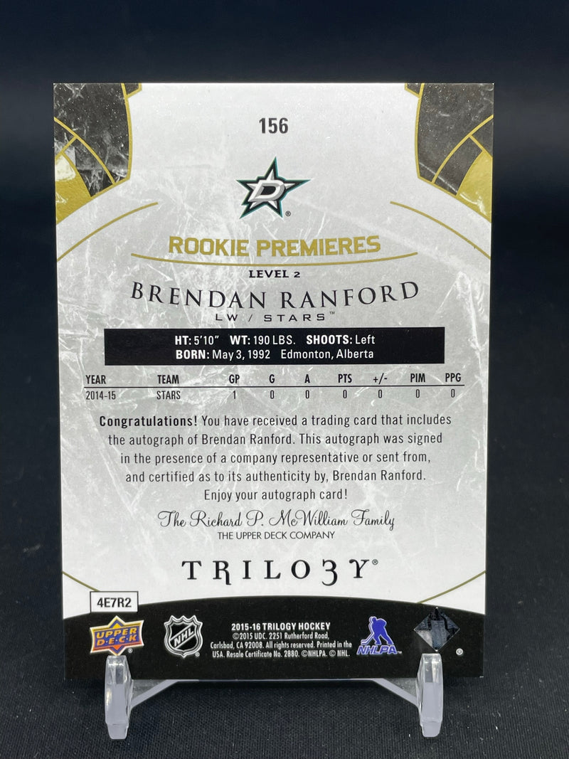 2015 UPPER DECK TRILOGY - ROOKIE PREMIERES - B. RANFORD - #156 - #'D/499 - AUTOGRAPH - RC