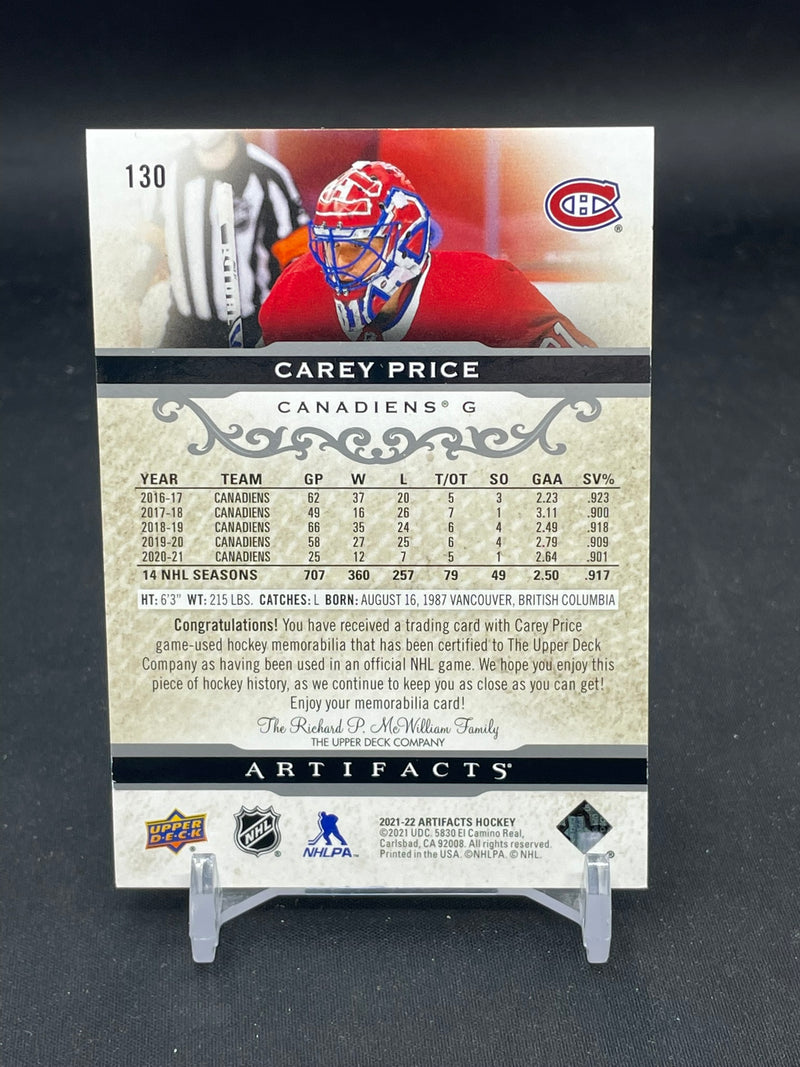 2021 UPPER DECK ARTIFACTS - C. PRICE - #130 - #'D/149 - DUAL RELIC