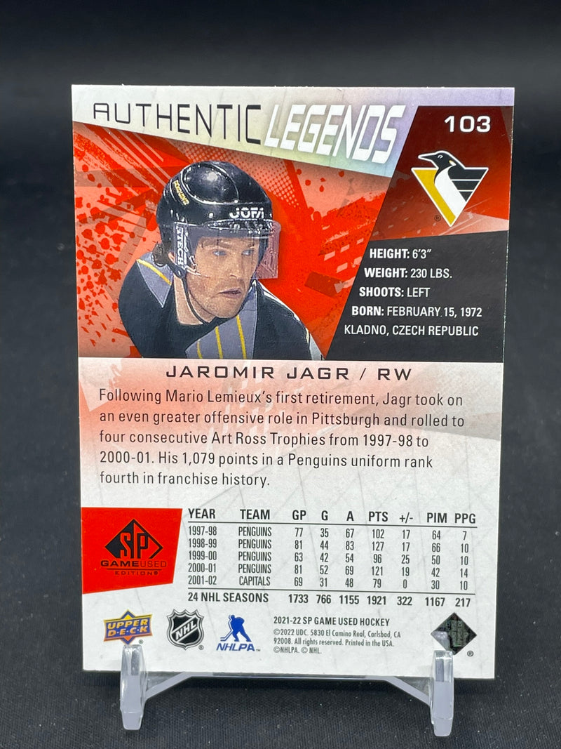 2021 UPPER DECK SP GAME USED - AUTHENTIC LEGENDS - J. JAGR - #103 - #'D/205