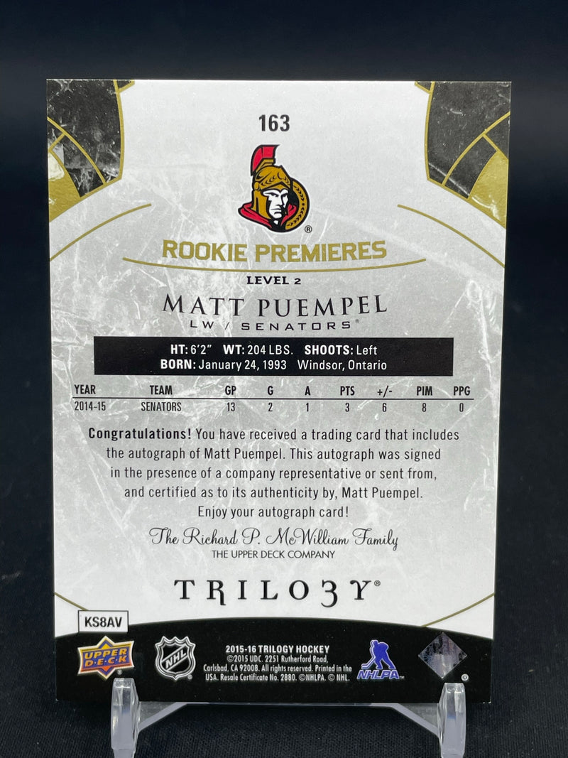 2015 UPPER DECK TRILOGY - ROOKIE PREMIERES - M. PUEMPEL - #163 - #'D/499 - AUTOGRAPH - RC