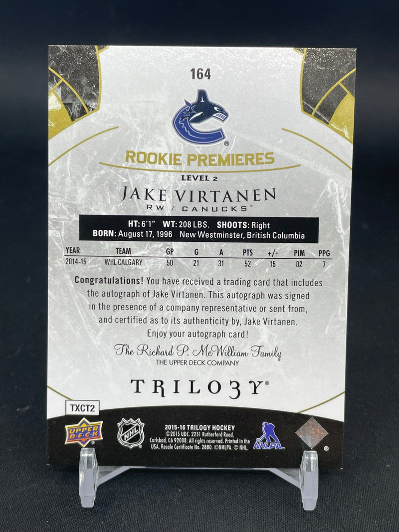 2015 UPPER DECK TRILOGY - ROOKIE PREMIERES - J. VIRTANEN - #164 - #'D/499 - AUTOGRAPH - RC