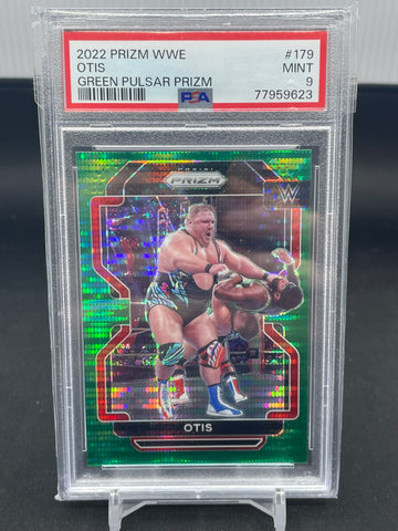 2022 PANINI PRIZM WWE - GREEN PULSAR PRIZM - OTIS - #179 - #'D/25 - PSA 9