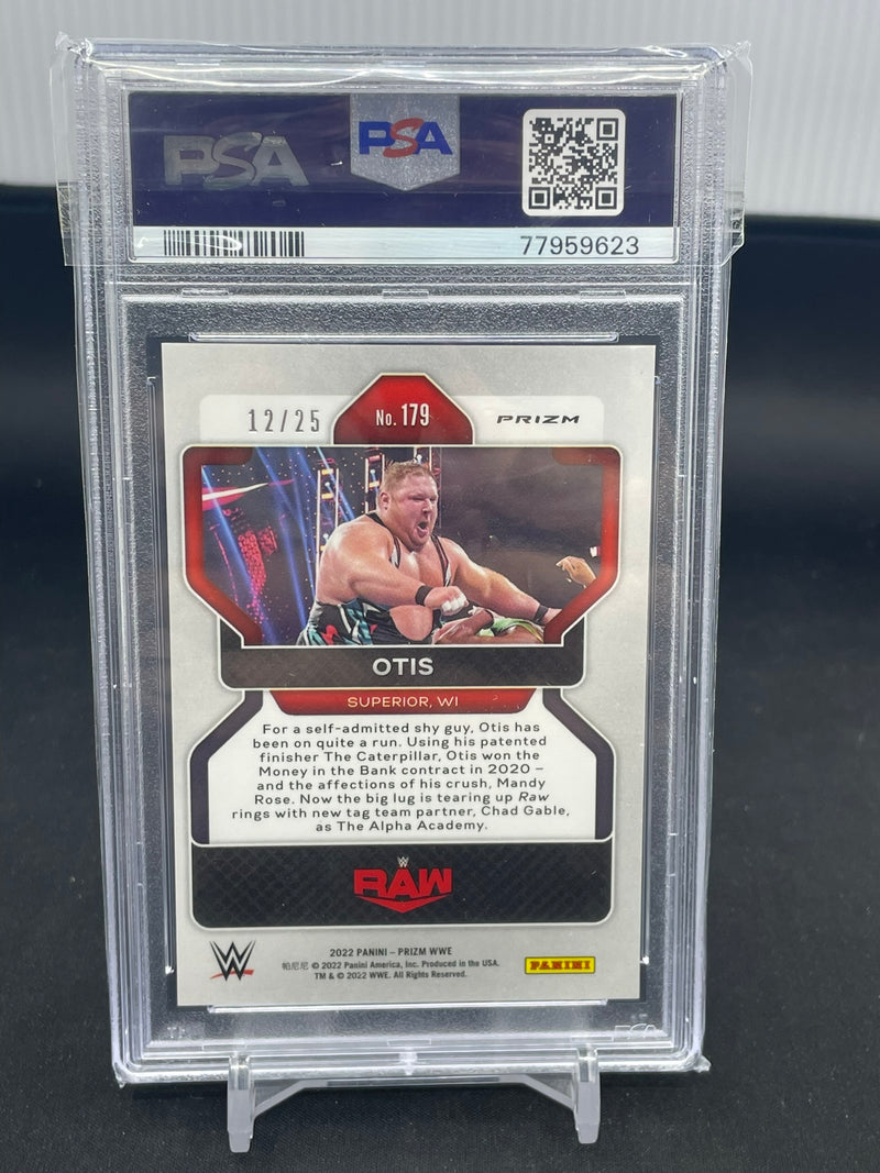 2022 PANINI PRIZM WWE - GREEN PULSAR PRIZM - OTIS - #179 - #'D/25 - PSA 9