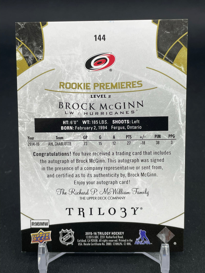 2015 UPPER DECK TRILOGY - ROOKIE PREMIERES - B. McGINN - #144 - #'D/499 - AUTOGRAPH - RC