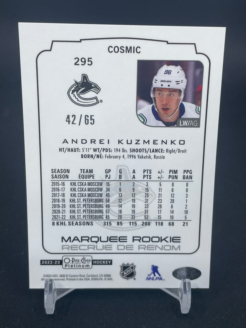 2022 UPPER DECK O-PEE-CHEE PLATINUM - COSMIC - A. KUZMENKO - #295 - #'D/65 - RC