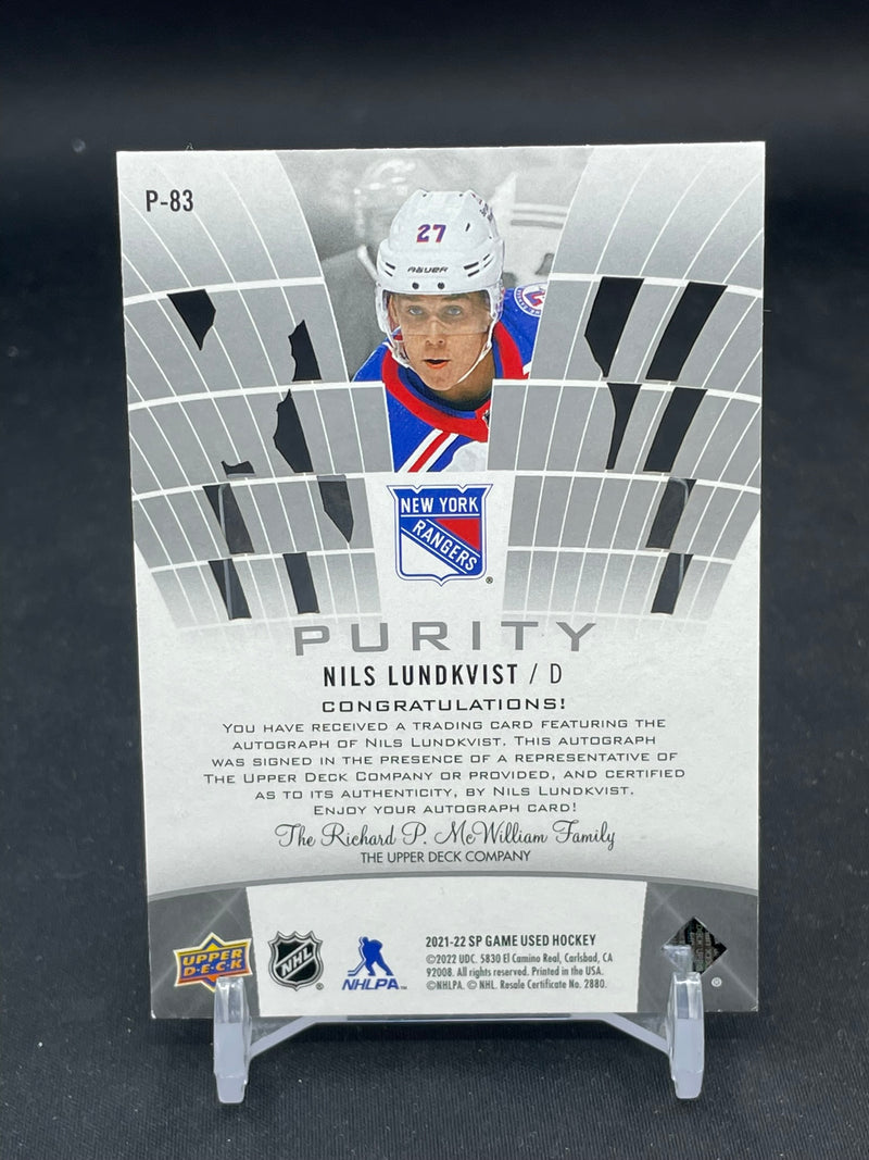 2021 UPPER DECK SP GAME USED - PURITY - N. LUNDKVIST - #P-83 - #'D/25 - AUTOGRAPH