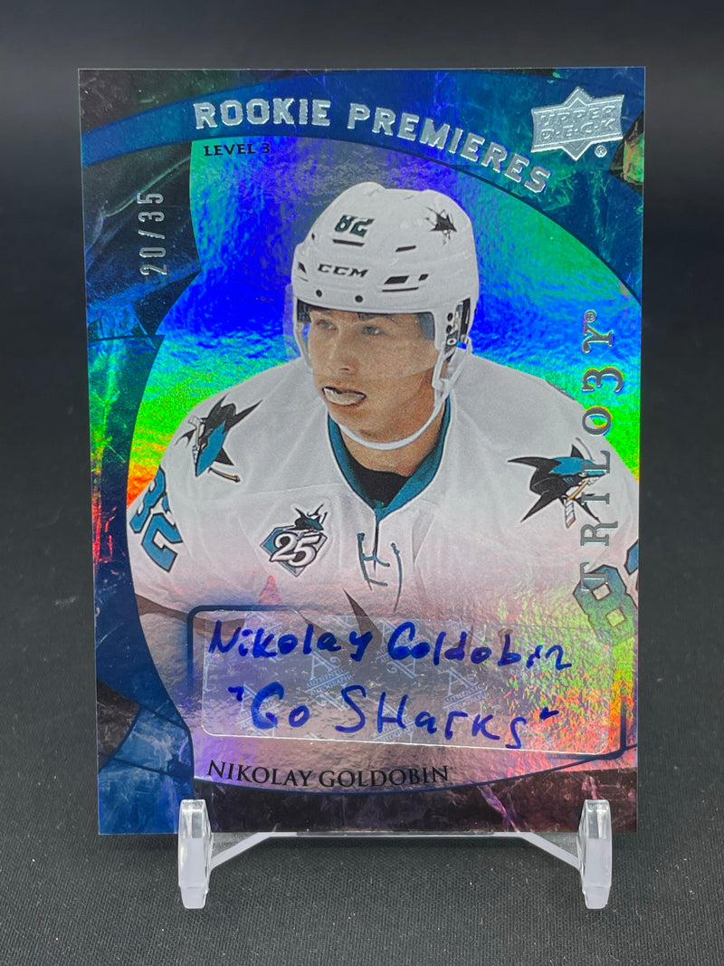 2015 UPPER DECK TRILOGY - ROOKIE PREMIERES - N. GOLDOBIN - #193 - #'D/35 - INSCRIBED AUTOGRAPH - RC