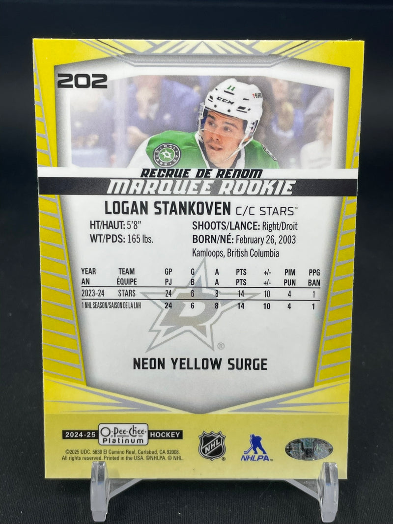 2024 UPPER DECK O-PEE-CHEE PLATINUM - NEON YELLOW SURGE - MARQUEE ROOKIE - L. STANKOVEN -