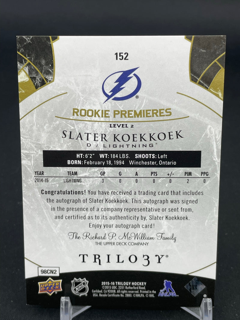 2015 UPPER DECK TRILOGY - ROOKIE PREMIERES - S. KOEKKOEK - #152 - #'D/499 -  AUTOGRAPH - RC