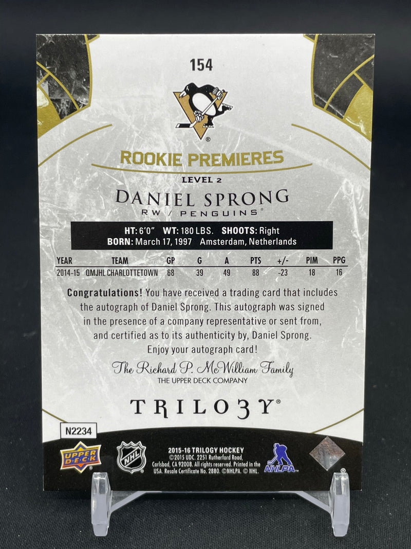 2015 UPPER DECK TRILOGY - ROOKIE PREMIERES - D. SPRONG - #154 - #'D/499 - AUTOGRAPH - RC