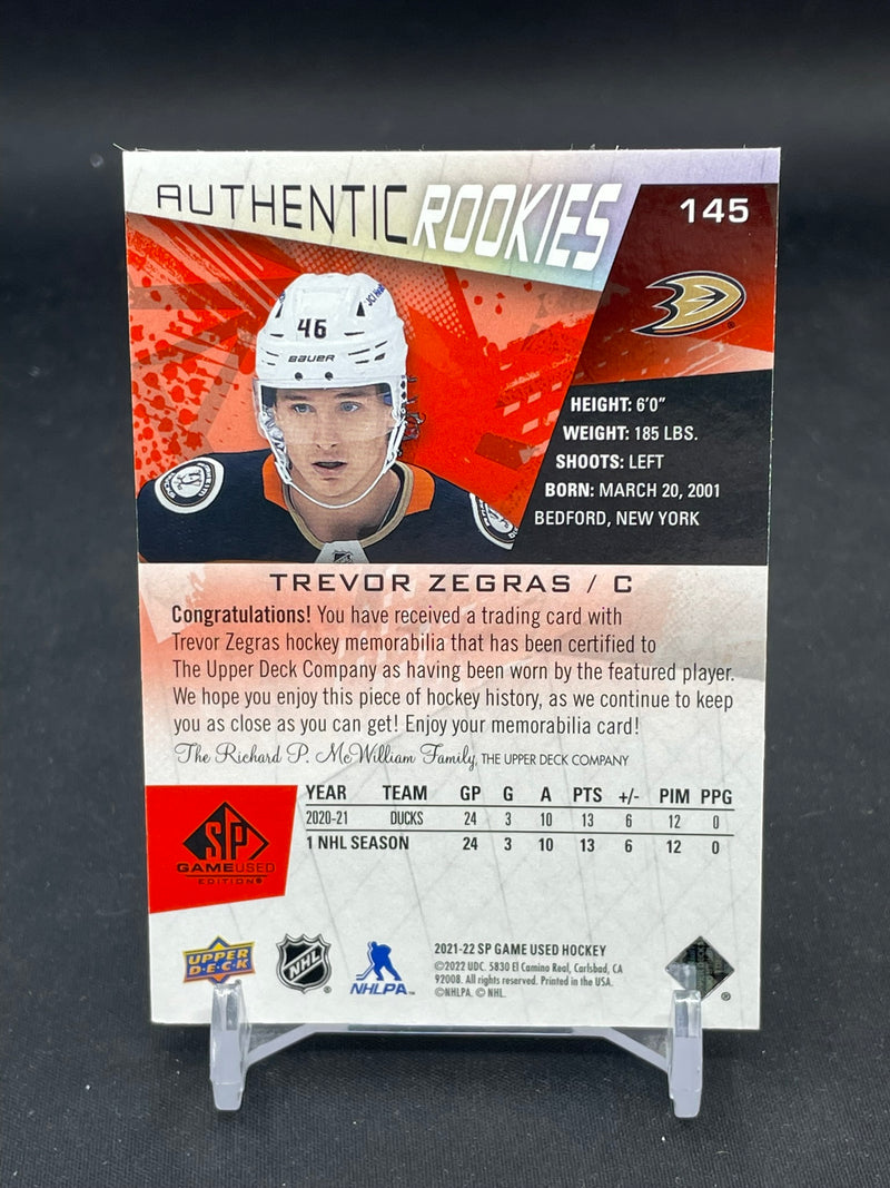 2021 UPPER DECK SP GAME USED - AUTHENTIC ROOKIES - T. ZEGRAS -
