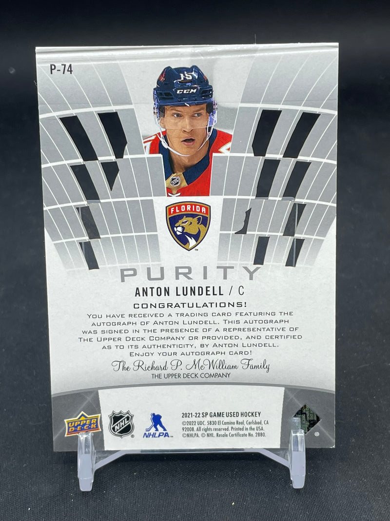 2021 UPPER DECK SP GAME USED - PURITY - A. LUNDELL - #P-74 - #'D/25 - AUTOGRAPH - RC