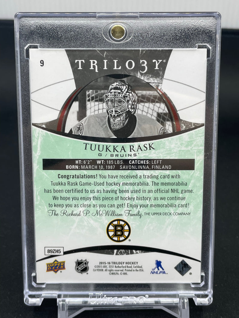 2015 UPPER DECK TRILOGY - T. RASK - #9 - #'D/107 - RELIC