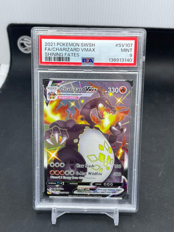 POKEMON - SHINING FATES - CHARIZARD VMAX - FULL ART - #SV107 - PSA 9