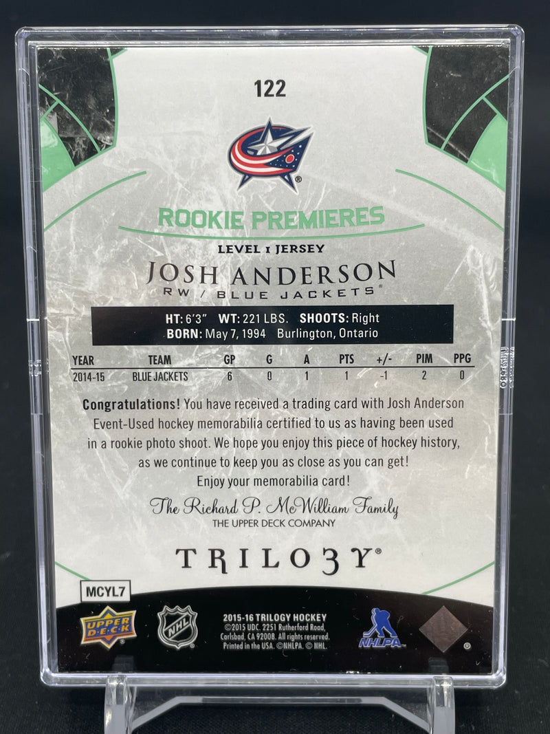 2015 UPPER DECK TRILOGY - ROOKIE PREMIERES - J. ANDERSON - #122 - #'D/599 - RELIC
