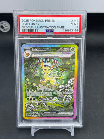 POKEMON - PRISMATIC EVOLUTIONS - LEAFEON EX - SPECIAL ILLUSTRATION RARE - #144 - PSA 9