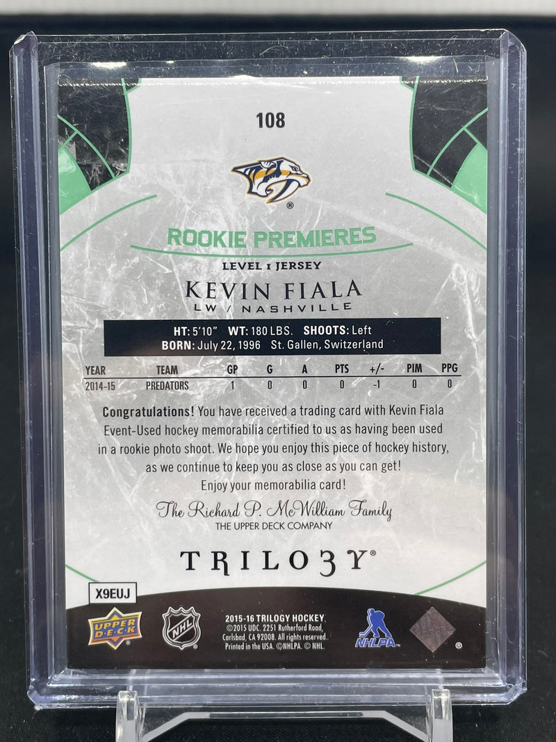 2015 UPPER DECK TRILOGY - ROOKIE PREMIERES - K. FIALA - #108 - #'D/599 - RELIC - RC