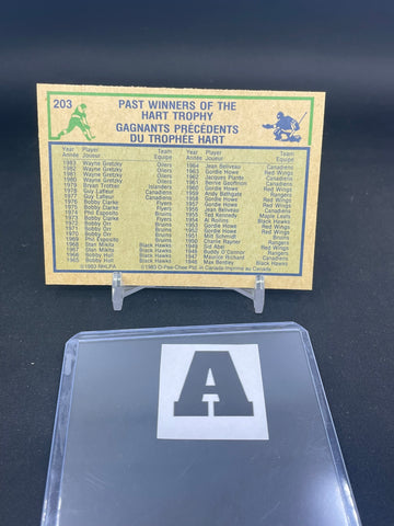 1983 O-PEE-CHEE - PAST WINNERS OF THE HART TROPHY - W. GRETZKY - #203