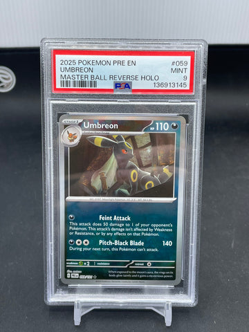 POKEMON - PRISMATIC EVOLUTIONS - UMBREON - MASTER BALL REVERSE HOLO - #059 - PSA 9