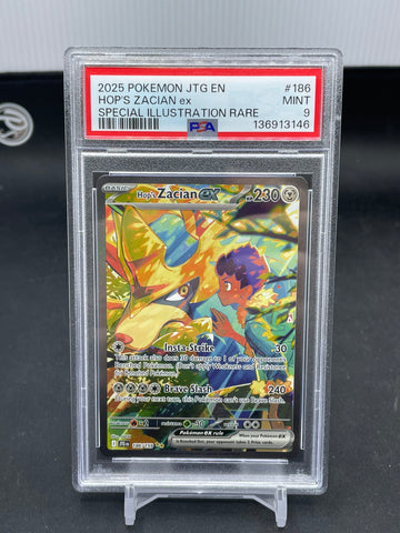 POKEMON - JOURNEY TOGETHER - HOP'S ZACIAN - SPECIAL ILLUSTRATION RARE - #186- PSA 9