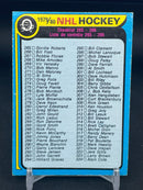 1979 O-PEE-CHEE - CHECKLIST - UNMARKED