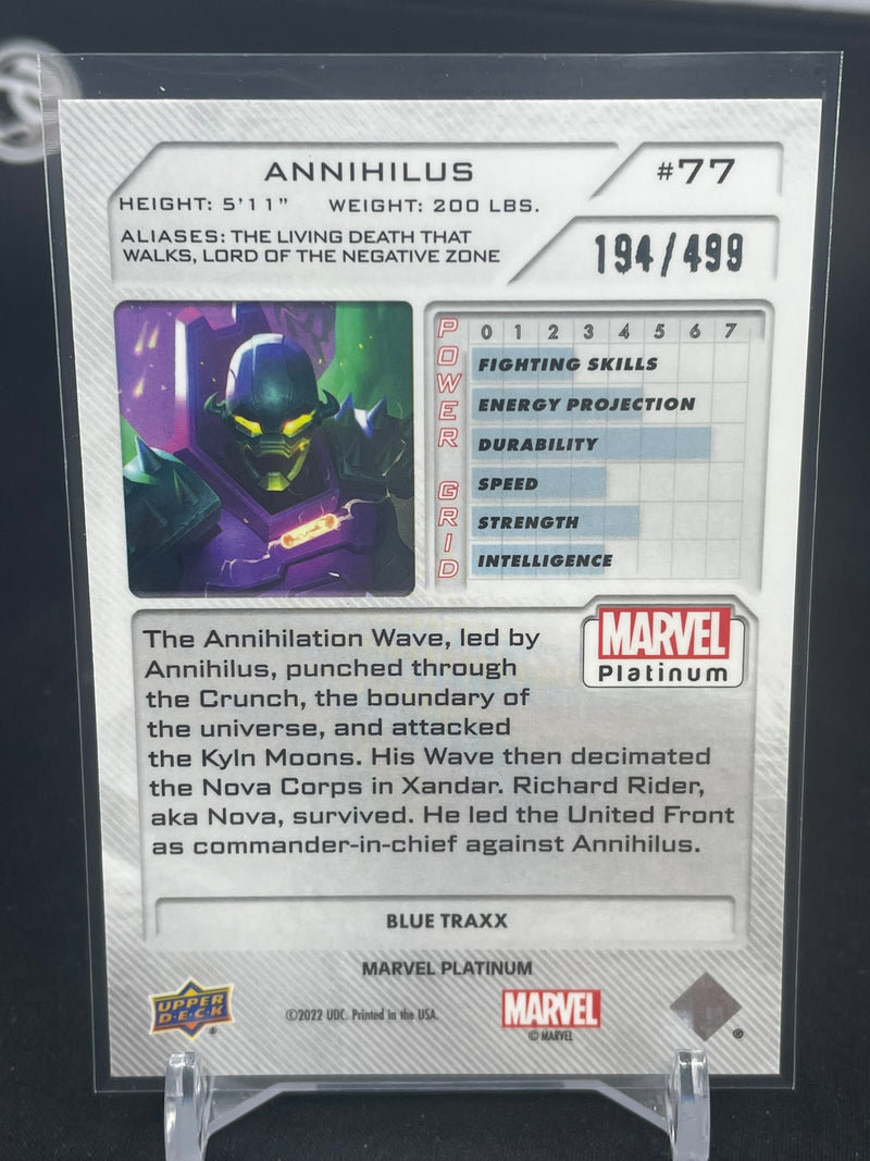 2023 UPPER DECK MARVEL PLATINUM - BLUE TRAXX - ANNIHILUS - #77 - #'D/499
