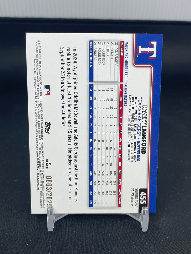 2025 TOPPS SERIES TWO - GOLD - W. LANGFORD - #455 - #'D/2025